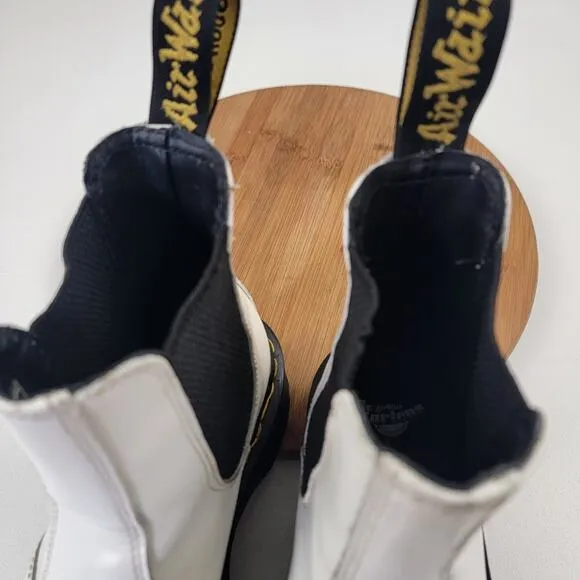 Dr Martens 2976 Quad Boots White Platform Leather Chelsea Docs Women's 8 Men's 7