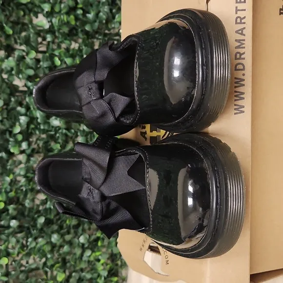 Dr. Martens Black Dress Shoes with Chunky Sole and Shiny Finish
