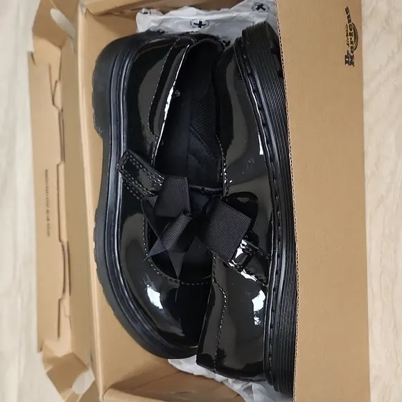 Dr. Martens Black Dress Shoes with Chunky Sole and Shiny Finish