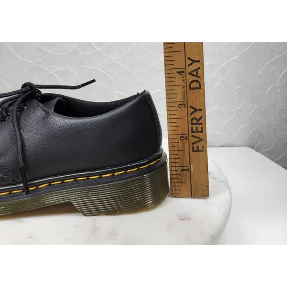 Dr Martens Derby Shoes Kids 2 Black Leather Lace Up Chunky