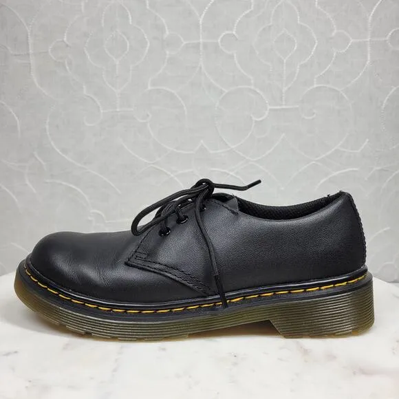 Dr Martens Derby Shoes Kids 2 Black Leather Lace Up Chunky