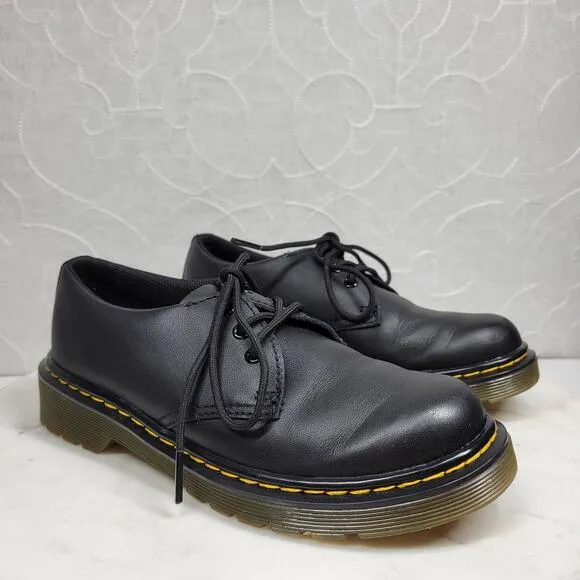 Dr Martens Derby Shoes Kids 2 Black Leather Lace Up Chunky