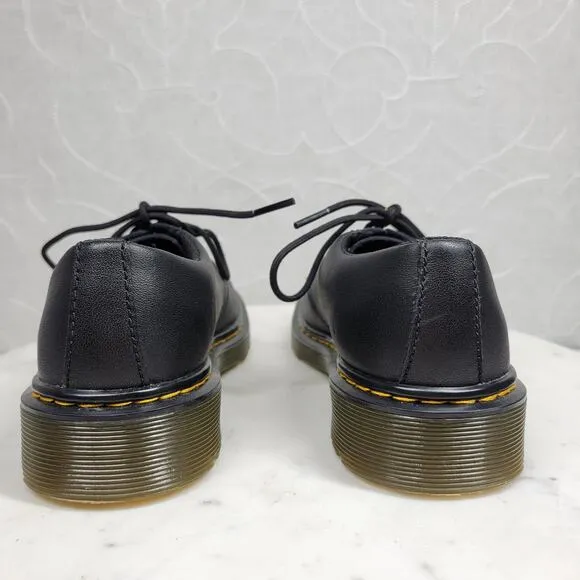 Dr Martens Derby Shoes Kids 2 Black Leather Lace Up Chunky