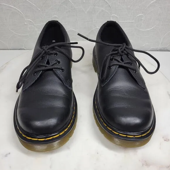 Dr Martens Derby Shoes Kids 2 Black Leather Lace Up Chunky