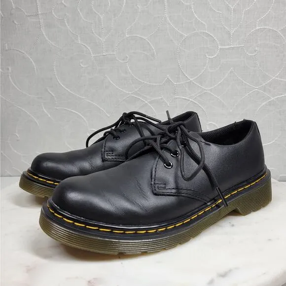 Dr Martens Derby Shoes Kids 2 Black Leather Lace Up Chunky