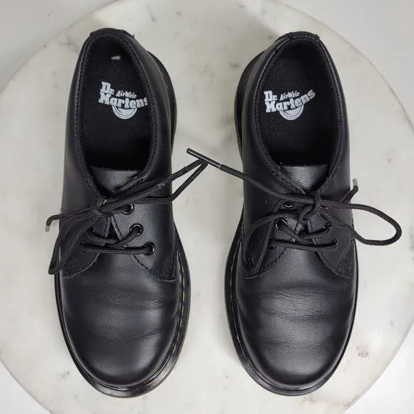Dr Martens Derby Shoes Kids 2 Black Leather Lace Up Chunky