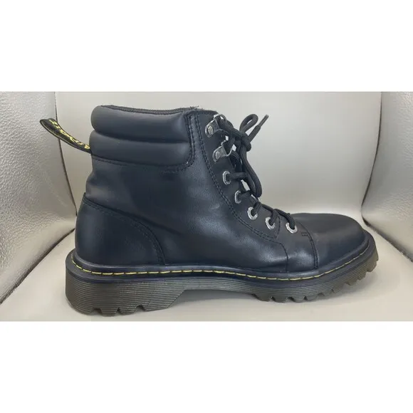 Dr Martens Faora Mid Top Boots Womens 9 Black Leather Lug Sole EUC