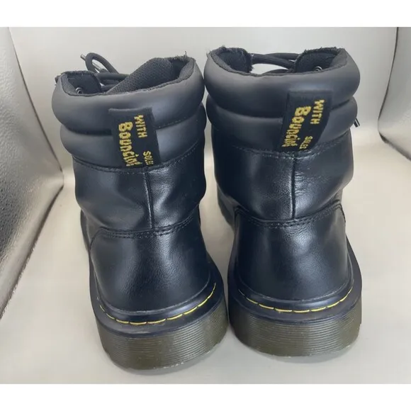 Dr Martens Faora Mid Top Boots Womens 9 Black Leather Lug Sole EUC