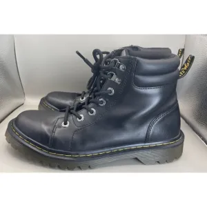 Dr Martens Faora Mid Top Boots Womens 9 Black Leather Lug Sole EUC