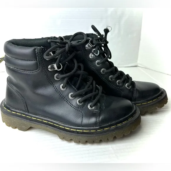Dr Martens Foara Mid Top Leather Boots Black Chunky Platform Women's Size 5