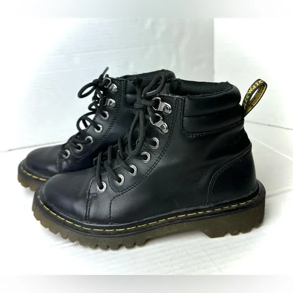 Dr Martens Foara Mid Top Leather Boots Black Chunky Platform Women's Size 5