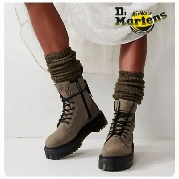 Dr Martens Jadon Milled Nubuck Wp Nickel Gray