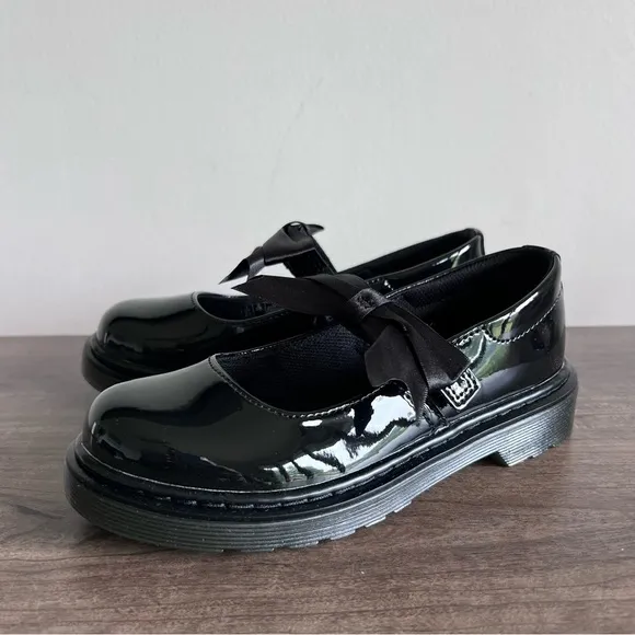 Dr. Martens Maccy II Youth Mary Jane Black Patent Shoes Kids Girls Size 3