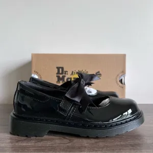 Dr. Martens Maccy II Youth Mary Jane Black Patent Shoes Kids Girls Size 3