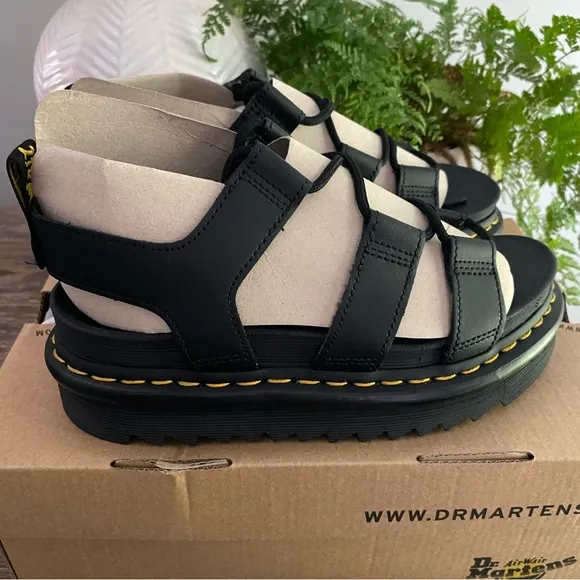 Dr Martens 'Nartilla' Black Leather Sandals Women’s 5 Black