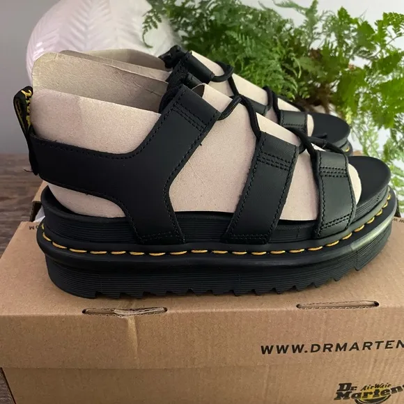 Dr Martens 'Nartilla' Black Leather Sandals Women’s 5 Black