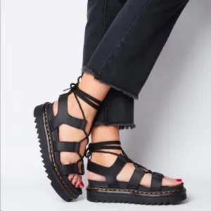 Dr Martens 'Nartilla' Black Leather Sandals Women’s 5 Black