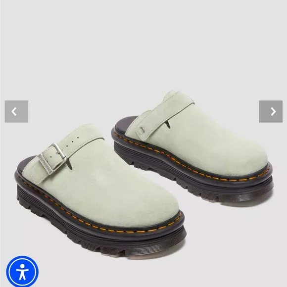 Dr Martens Sage zebzag platform mules Green Suede Slip-On Shoes