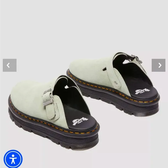 Dr Martens Sage zebzag platform mules Green Suede Slip-On Shoes