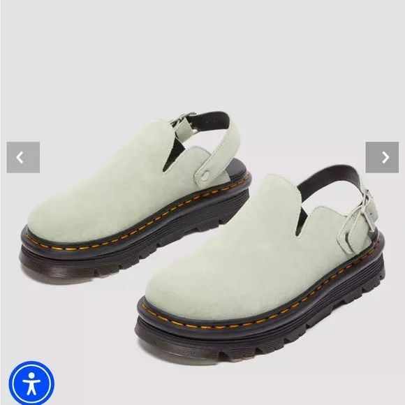 Dr Martens Sage zebzag platform mules Green Suede Slip-On Shoes
