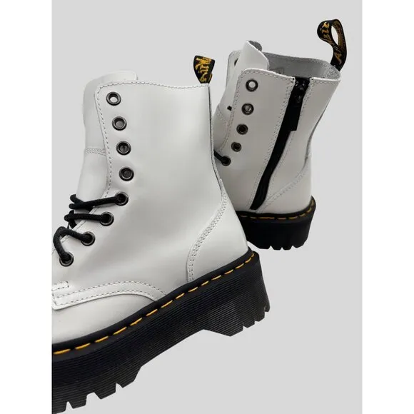 Dr. Martens SIZE 6 Jadon White Platform Boots  Combat Lace-Up Chunky Sole