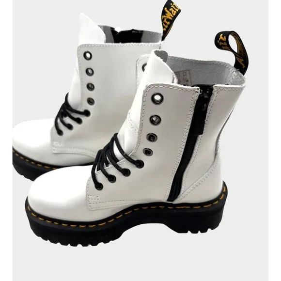 Dr. Martens SIZE 6 Jadon White Platform Boots  Combat Lace-Up Chunky Sole