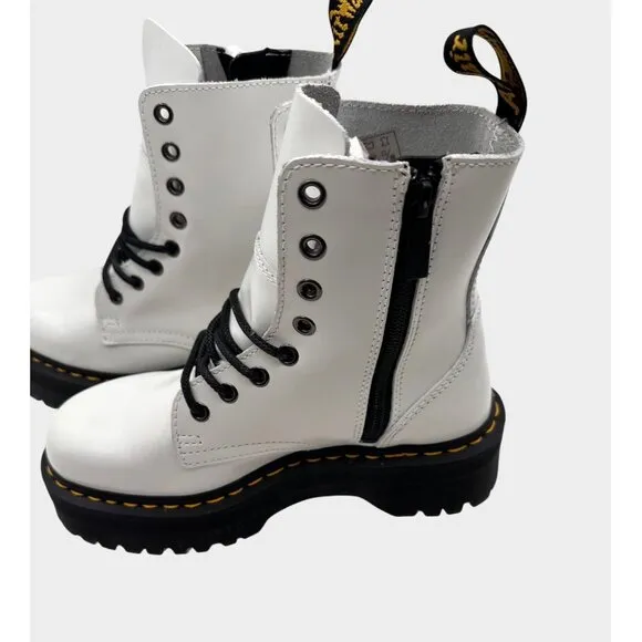 Dr. Martens SIZE 6 Jadon White Platform Boots  Combat Lace-Up Chunky Sole