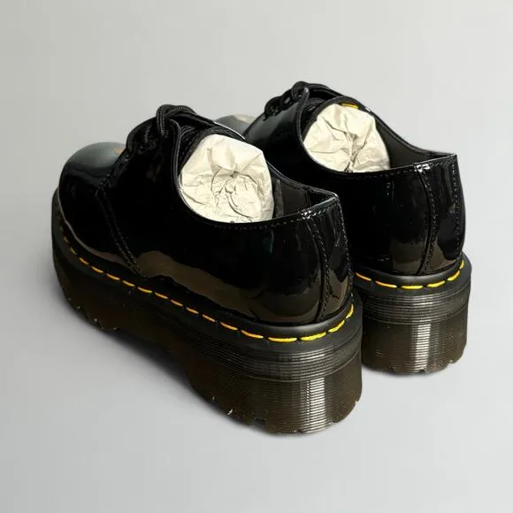 Dr. Martens Unisex 1461 Quad Leather Platform Oxford Shoes - Black Patent Lamper
