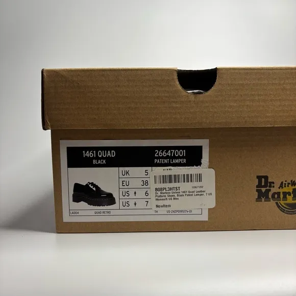 Dr. Martens Unisex 1461 Quad Leather Platform Oxford Shoes - Black Patent Lamper