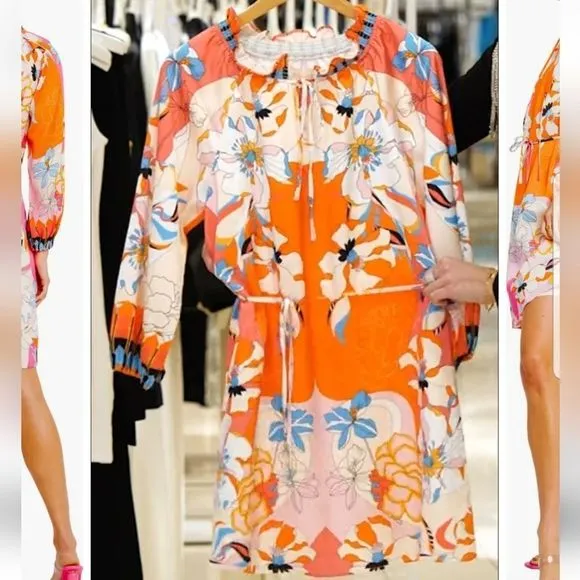 Drea Floral Print Long Sleeve Mini Dress By Ciebon NWT SZ. Small No Belt