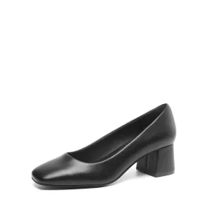 Dream Pairs Women's Low Chunky Heels Square Toe Pumps Comfortable Slip On Dress