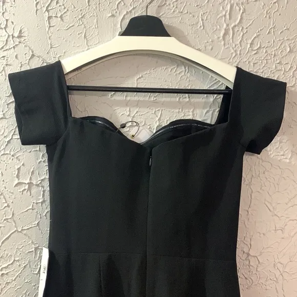 Dress the Population NWT Midi Dress Black Small Off Shoulder Slim Fit Sweetheart