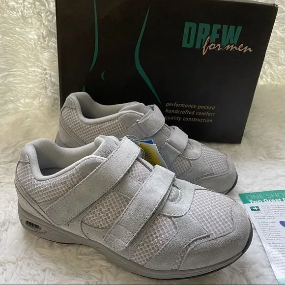 DREW MEN’s APOLLO SNEAKERS IN GREY COMBO Comfy Orthopedic SNAP shoes sz 7.5 4W