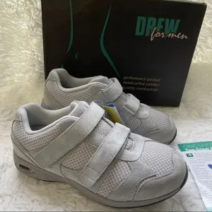 DREW MEN’s APOLLO SNEAKERS IN GREY COMBO Comfy Orthopedic SNAP shoes sz 7.5 4W