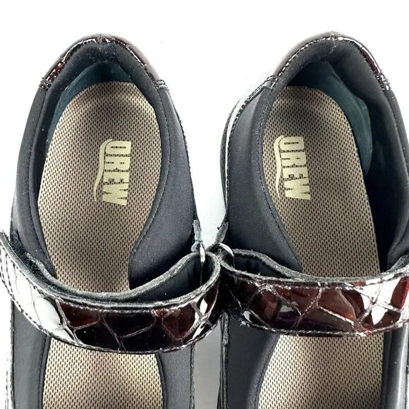 Drew Rose Mary Jane Shoes 7 Brown Patent Leather Croc Embossed Orthopedic NEW