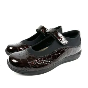 Drew Rose Mary Jane Shoes 7 Brown Patent Leather Croc Embossed Orthopedic NEW