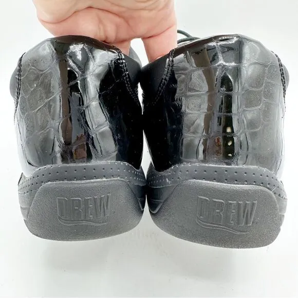 DREW TULIP Black Patent Lace-Up Double Orthotic Therapeutic Diabetic Shoes Sz 9M