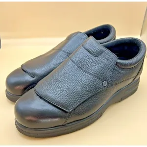 Drew Victor Orthopedic Black Leather Shoes Hook Loop Closure Flap | Mens 10.50US