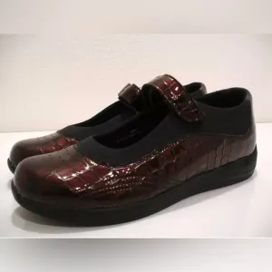 Drew Women’s Size 8.5W Rose Croc Embossed Leather Mary Jane Shoes Slip Resistant