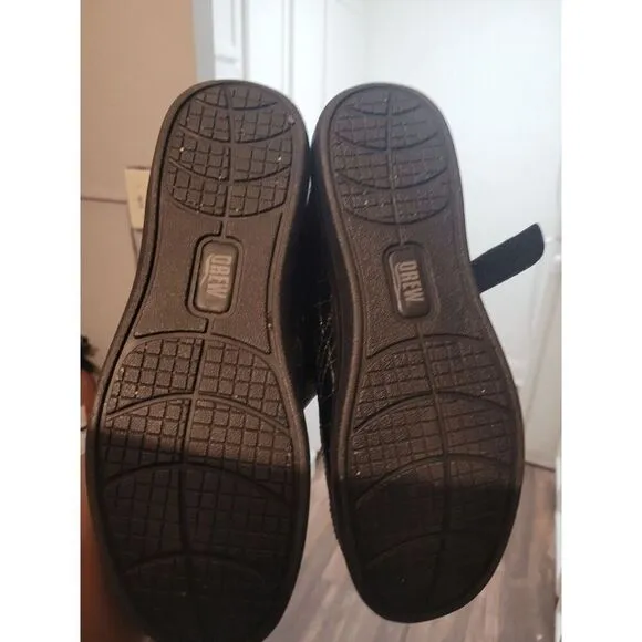 Drew Womens Rose Mary Janes Shoes Black Leather Orthopedic Crocodile 8W NWOT
