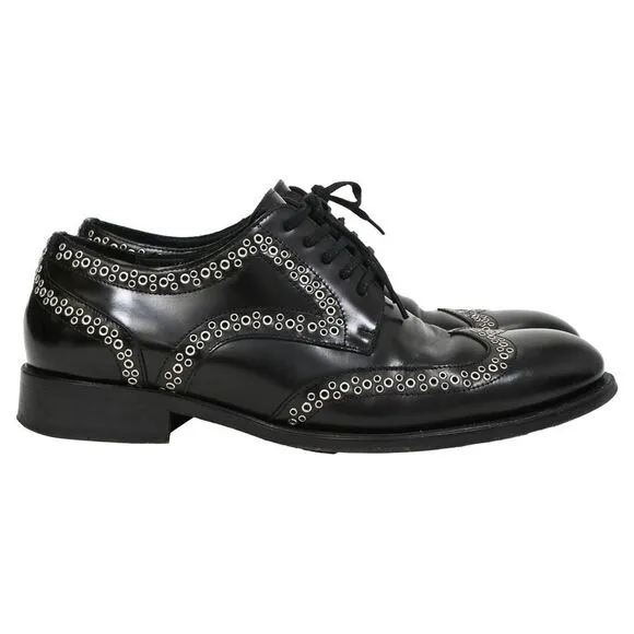Dsquared2 x Vero Cuoio Eyelet Studded Oxford Shoes in Black Leather