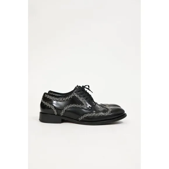 Dsquared2 x Vero Cuoio Eyelet Studded Oxford Shoes in Black Leather