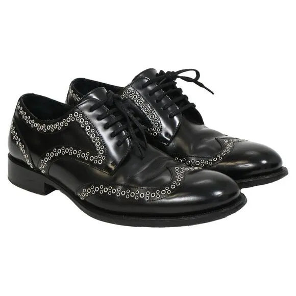 Dsquared2 x Vero Cuoio Eyelet Studded Oxford Shoes in Black Leather