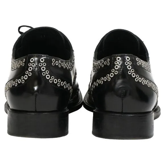 Dsquared2 x Vero Cuoio Eyelet Studded Oxford Shoes in Black Leather