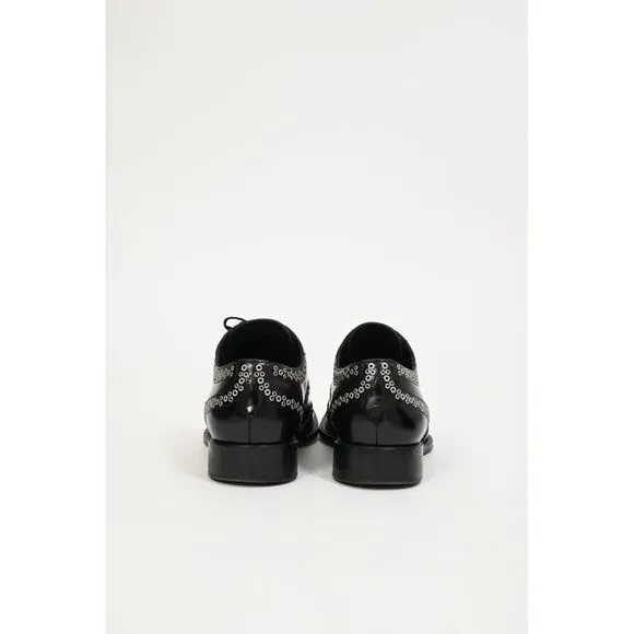 Dsquared2 x Vero Cuoio Eyelet Studded Oxford Shoes in Black Leather