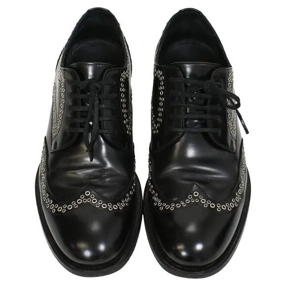 Dsquared2 x Vero Cuoio Eyelet Studded Oxford Shoes in Black Leather