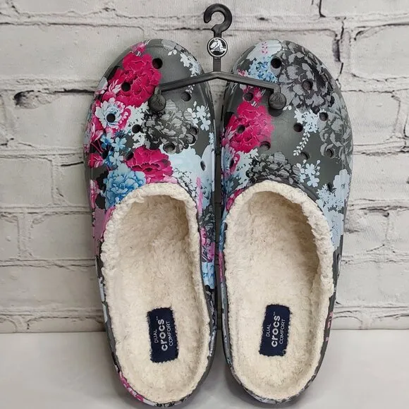 'DUAL CROCS' 'FREESAIL' 'DIGITAL BLOOMS' CLOG IVORY LINING GRAPHIC MULE SHOES