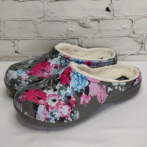 'DUAL CROCS' 'FREESAIL' 'DIGITAL BLOOMS' CLOG IVORY LINING GRAPHIC MULE SHOES