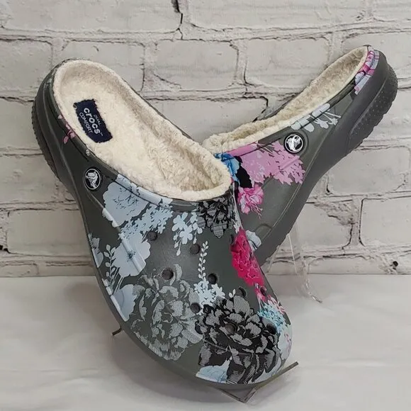 'DUAL CROCS' 'FREESAIL' 'DIGITAL BLOOMS' CLOG IVORY LINING GRAPHIC MULE SHOES