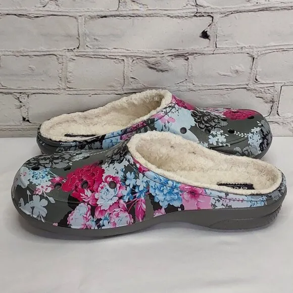 'DUAL CROCS' 'FREESAIL' 'DIGITAL BLOOMS' CLOG IVORY LINING GRAPHIC MULE SHOES